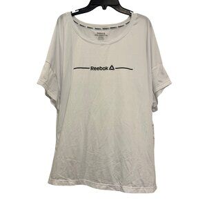 Reebok T-Shirt Men’s XXXL Polyester Spandex White Front Logo Short-Sleeve Crewne